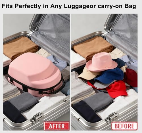 Pink Hat Travel Case with Handle and Adjustable Shoulder Strap Baseball Cap Storage Box Can Effectively Protect Your Hat and Suitable for Travel and Home Storage - Image 5