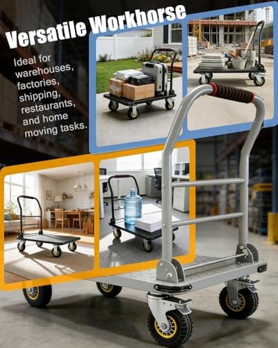 1800LBS Platform Truck, 36"x24" Foldable Flatbed Cart for Garage Warehouse - Image 7