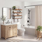 QEEIG Bathroom Shelves Over Toilet - Floating Shelf for Wall Toilet Paper Storage Farmhouse 24 inch Long Set of 3, Rustic Brown (029-60BN3) - Image 2