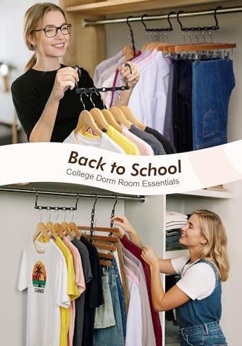 HOUSE DAY College Dorm Essentials 6 Pack, Multifunctional Closet Organizers | Back to School, Closet Organizers and Storage Magic Space Saving Hangers with 5 Holes, Storage Organization for Closet- Black - Image 2