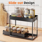 Simple Trending Under Sink Organizer 2 Pack, Sink Pull-Out Sliding Storage Cabinet, 2-Tier Under Shelf Organizer for Kitchen Bathroom, Black - Image 4