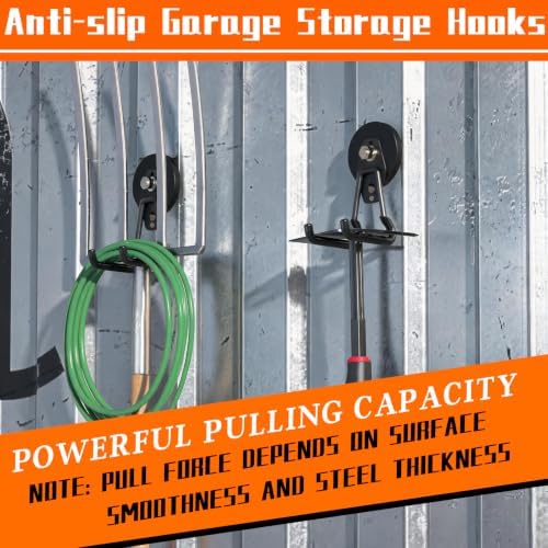 Heavy Duty Magnetic Garage Hooks,4 Pack Strong Large Magnet Hook for Power Drill,Garden Tools,Hose,Pegboard,Garage, Workshop,Magnetic Storage Hooks for Indoor Outdoor Hanging(Black) - Image 4