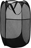 BATTOO Strong Mesh Pop Up Hampers for Laundry, Collapsible Laundry Baskets with Side Pocket Carry Handles for Laundry Room, Bathroom, Kids Room, College Dorm or Travel Black by BATTOO