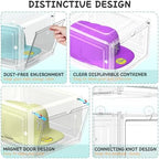 SCAVATA 6 Pack Hat Organizer Box, Stackable Clear Baseball Caps Holder Box Containers with Magnetic Door for Hats Snapback Cap Storag, Hat Rack Display Case, Holds 8 Hats Each (Clear) - Image 4