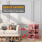 SpaceAid 3 Tier Rotating Shoe Rack Tower, Spinning Shoe Display Lazy Susan, Revolving 360 Shoe Rack Storage Round Carousel, Vertical Handbag Rotate Shoes Closet Organization (3-Tier Pink) - Image 3
