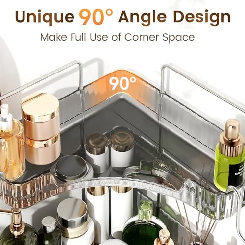 Bathroom Counter Organizer 3-Tier Corner Organizer with Hooks - Image 3