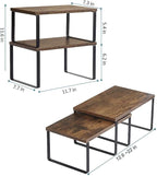 NEX Kitchen Cabinet and Counter Shelf Organizer, Shelf Riser for Pantry Countertop Cupboard Desk Top, Stackable & Expandable, Set of 4, Black and Rustic Brown - Image 3