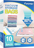 Fygrip 80% Space Saver Vacuum Storage Bags with Hand Pump, 10 Small | Plastic Packaging Bags, Vacuum Seal Bags for Clothing, Travel Lugggage, Blankets, Comforters by Fygrip