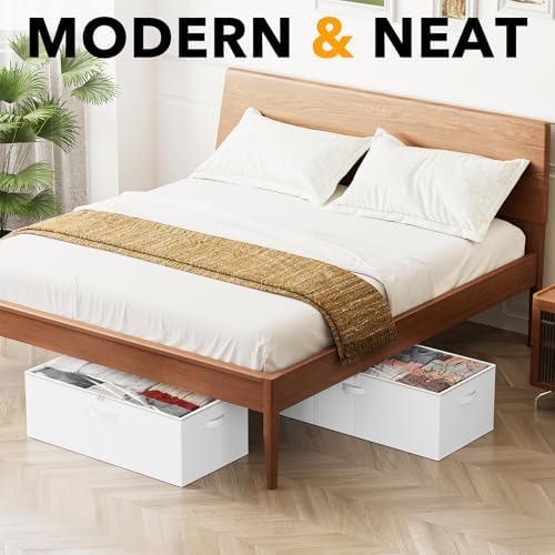 SpaceAid 2 Pack 10" High Under Bed Storage Containers, Large Underbed Storage Organizer Bins with Lids for Bedroom, Dorm, Clothes, Closet Organization, Bed Sheets and Blankets (White) - Image 5