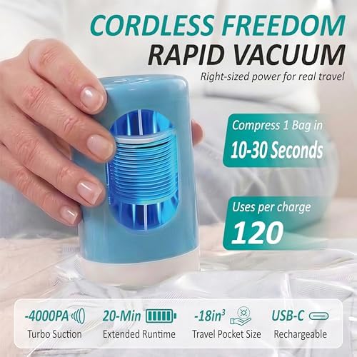 Travel Vacuum Storage Bags with Rechargeable Cordless USB Pump, 30 Combo - Image 3