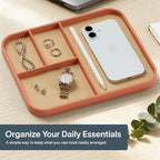 Nordik Leather Valet Tray - Medium EDC Tray - Coral Blush 9.5 x 7.9 in - Image 2