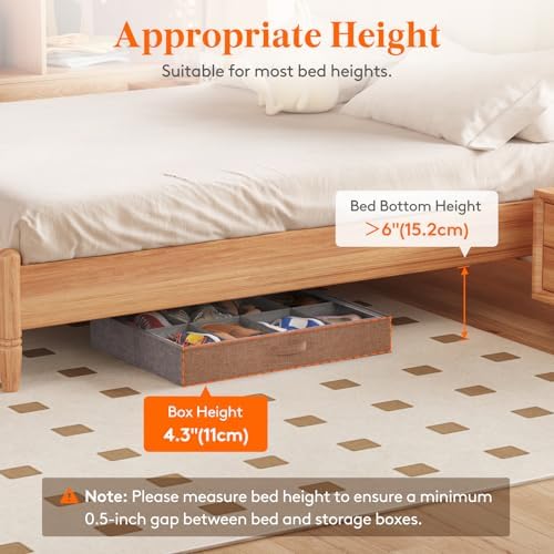 Lifewit 4.3 Inches Under Bed Shoe Storage Organizer Fits 8 Pair Sneakers, - Image 2