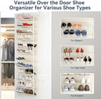 Whitmor 36 Pair Over The Door Shoe Organizer, 12 Tier Hanging Shoe Organizer, Heavy Duty Metal & Mesh Shoe Holder, Hanging Shoe Rack for Closet Organizer & Storage, 74"H x 21.7"W x 7.5"D, Beige - Image 4