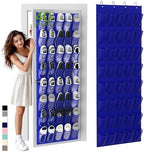 Over the Door Shoe Organizer with 40 Large Breathable Mesh Pockets, Space Saving Shoe Holder, Hanging Shoe Rack for Entryway Bedroom Closet Storage (Navy Blue, 40 Pockets) by Unjumbly