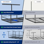 FLEXIMOUNTS 4x8ft Overhead Garage Storage Rack with Safety Rails, Black - Image 6