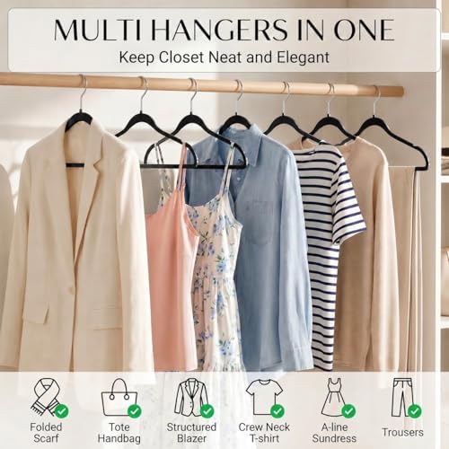 SMARTOR Plastic Hangers 50 Pack, Heavy Duty Plastic Hangers for Clothes | Non-velvet Slim Hangers with 360° Swivel Hook & Clothes Thin Hanger - Durable Coat Hangars, Space Saving Hanger - Black - Image 2