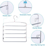 FeeraHozer Pants Hangers Space Saving 3 Pack No Slip 5 Layers Multi Functional Pants Rack Stainless Steel Swing Arm Space Saver Hanger for Trousers Jeans Towels Scarf （Grey） - Image 3
