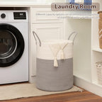 OIAHOMY 80L Nursery Hamper Laundry Basket Laundry Hamper Grey/White - Image 4