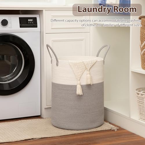 OIAHOMY 100L Nursery Hamper Laundry Basket Laundry Hamper Grey/White - Image 4
