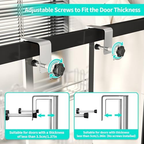 HapiRm 5 Tier Over the Door Shower Caddy, Hanging Shower Caddy with 28 Hooks and 2 Toothbrush Holders, No Drilling Adjustable Hanging Bathroom Organizer - Silver - Image 5