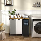 Herture Laundry Hampers with Shelf, Laundry Basket 3 Section, Laundry Sorter with Pull-Out Removable Large 3 Color Bags and Movable Wheels, Metal Frame, 3 x 15.87 Gallons (60L), Rustic Brown PF04XLN - Image 2