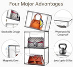 Purse Organizer for Closet,Clear Acrylic Display Case for Handbag Organizer, Purse Storage Box with Magnetic Door, Dustproof Storage Bins for Book, Collectibles, Cosmetic (Grey, 5) - Image 3