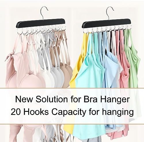 Bra Hanger for Closet Organizers and Storage,Tank Top Hangers Space Saving | Bra Organzier with 20 Foldable Hooks, Lingerie Storage Solutions Multi Hook Hanger for Dorm & Laundry Room Organization - Image 2