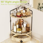 2-Tier Corner Bathroom Countertop Organizer with Drawer - Image 4