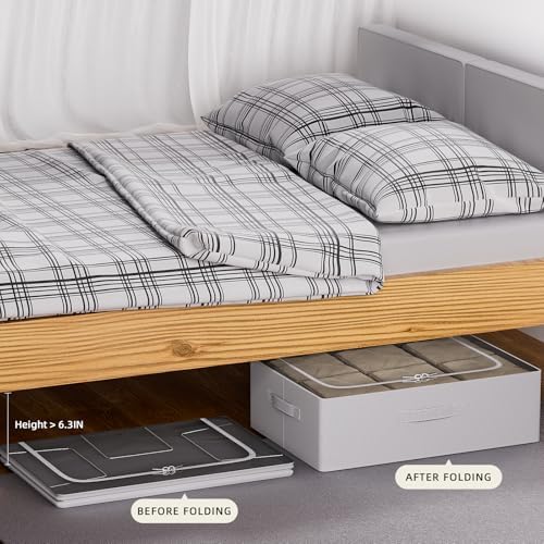 CYhom Under Bed Storage Bins Frame Storage Box Oxford Fabric Sturdy Underbed Container Foldable Stackable Large Capacity Clothes Organizer - Image 2