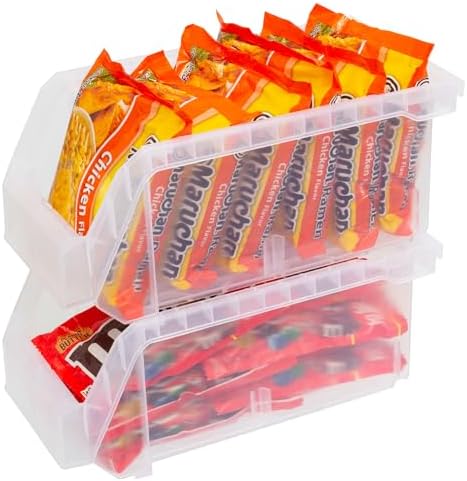 ReadySpace Medium Stackable Plastic Storage Bins, 8-Pack, Clear - Image 6