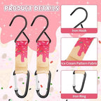 Pink Ice Cream Drip Baseball Softball Dugout Organizer Bag Fence Hook Helmet Glove Hanger with Name Tag Sports Team Gifts Gear for Boys Girls Coach Mom Must Have Travel Accessory-2pcs - Image 2