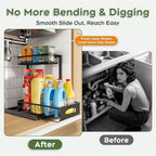 Under Sink Organizer, 2-Pack L-Shaped Metal Pull-Out Drawers for Kitchen - Image 3
