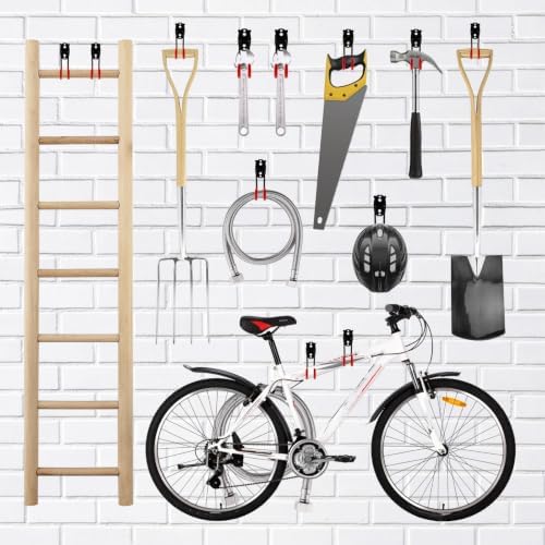 Garage Hooks Heavy Duty, Medium Square Hooks Wall Mount, Anti-Slip PVC Coated Steel Utility Storage Organizer for Hanging Ladders, Bikes, Garden Tools and Hoses 2 Packs - Image 7