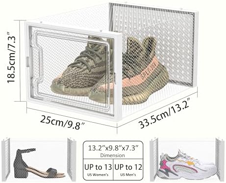 HOMIDEC XL Clear Shoe Storage Boxes, Stackable Shoe Organizer for Closet - Image 3