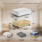 MHXW SXPN 2 Pack Bamboo Under Bed Storage Containers with Wheels, Nature | Underbed Drawer Storage with Bag, Wood Rolling Underbed Organizer for Shoes, Sheets Clothes Blanket Comforter, Under Crib Toy - Image 2