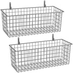 Kinlink 2 Sets Grey Extra Large Hanging Wall Basket with Steel Hooks by KINLINK