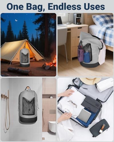 Laundry Bag with Shoulder Straps and Mesh Pocket Laundry Backpack Large Portable Laundry Hamper for College Laundromat Apartment - Image 7