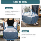 Durable Collapsible Laundry Basket, 90L Clothes Hampers for Laundry, Foldable Laundry Basket with Handles, Tear-proof Pop Up Hampers for Bedroom, Bathroom, Kids Room, Dorm, Travel or Campout Blue - Image 6