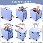 FELICON SELORSS Folding Utility Cart Portable Rolling Crate Handcart-Blue - Image 5