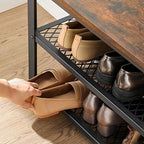 VASAGLE 3-Tier Shoe Rack, Storage Bench with Metal Mesh Shelves and Seat - Image 6