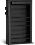 Kitsure 10-Tier Shoe Rack with Cover, Vertical Shelf, 33.6" Wide, Black | Space Saving Shoe Storage with Side Pocket, Shoe Organizer for Closet, Entryway, Bedroom, Zapateras Organizer by Kitsure