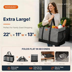 WONDAY Grey Foldable Utility Tote Bag, Reusable Grocery Bag - Image 4