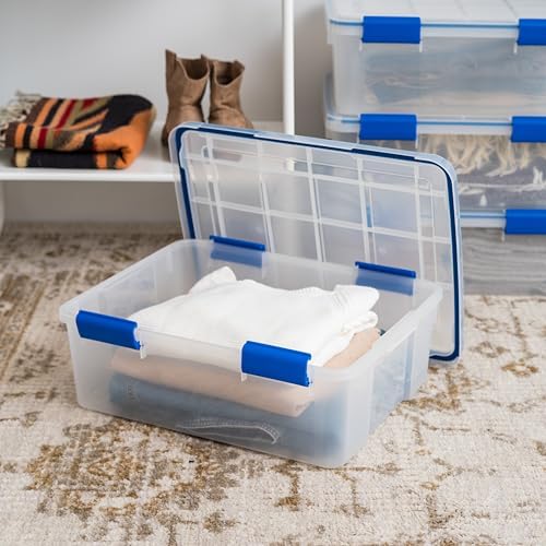 IRIS USA 3-Pack 26.5 Qt Storage Bins with Gasket Lids, Clear/Blue - Image 4