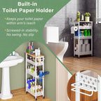 OKZEST Slim Bathroom Organizers and Storage Cart with Toilet Paper Holder - Image 3