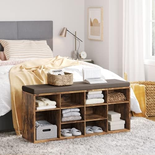 DINZI LVJ Shoe Storage Bench with Cushion, 40.9" Cubby Shoe Rack, 12-Cubby - Image 6