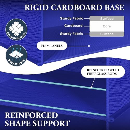 Simple Houseware 5 Shelf Hanging Closet Organizer, Dark Blue | 360° Rotating Dual Hooks, Top Support Metal Frame, 6 Side Mesh Pockets - Image 4