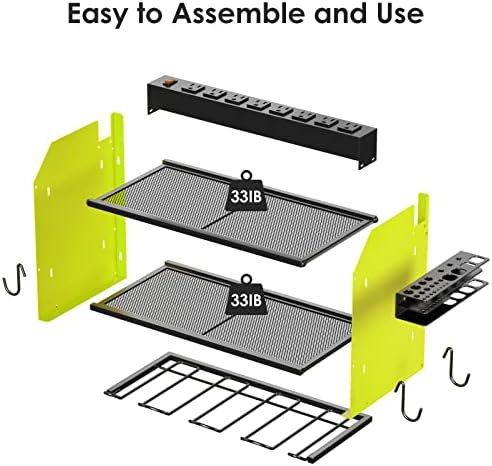 CCCEI Wall Mount Modular Tool Charging Organizer, Green, 2 Pack, 3 Tier. - Image 7