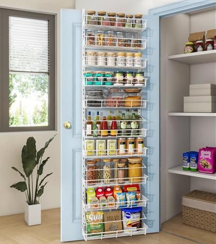 Mefirt White 10-Tier Over The Door Pantry Organizer, 2 in 1 Spice Rack by Mefirt