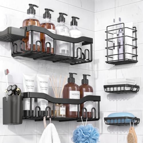 NESOMI 7-Pack Shower Caddy Adhesive,Stainless Steel Shower Organizer Shelf by OrganizeYourHomeEssentials