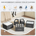 6-Shelf Hanging Closet Organizer with 5 Drawers, Non-Woven, Dark Gray | Spacious compartments sort clothes & undergarments; foldable drawers add hidden storage for closets, wardrobes or RVs. - Image 4
